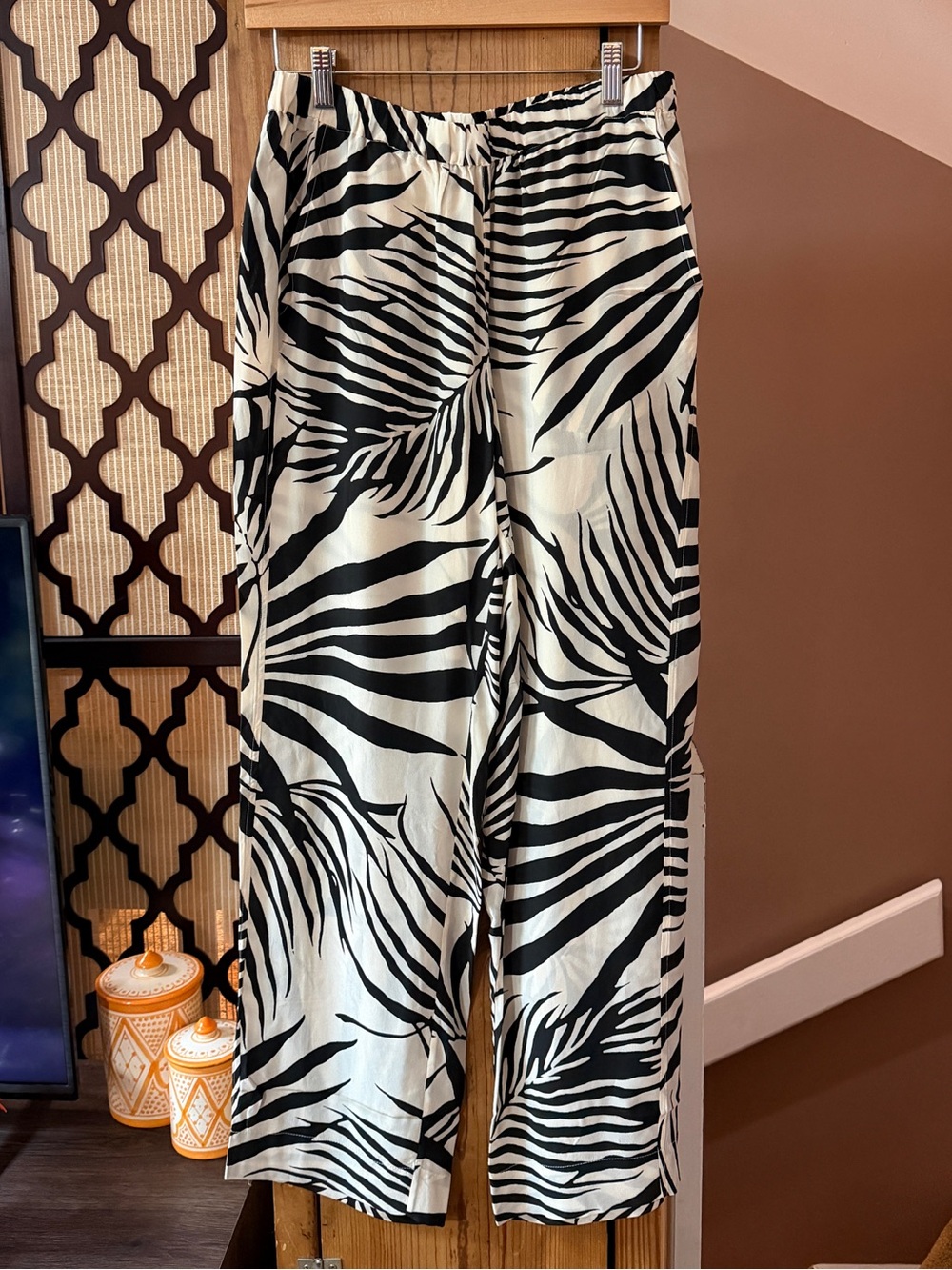AYR Palm Print Wide-Leg Pants
